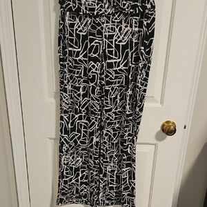 Nina Leonard Black and White Wide Leg Pants